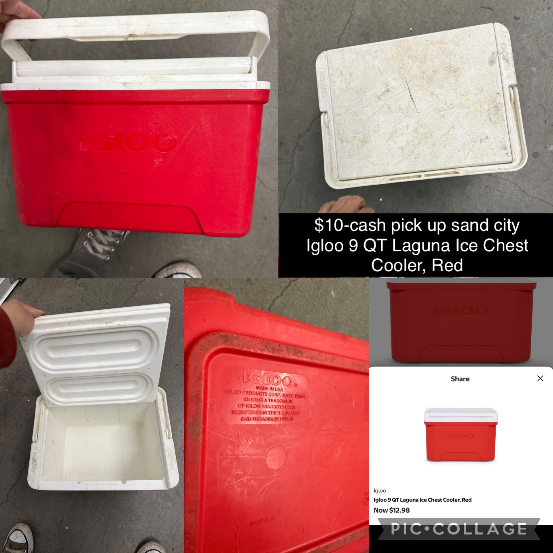$10 Igloo 9 QT Laguna Ice Chest Cooler, Red