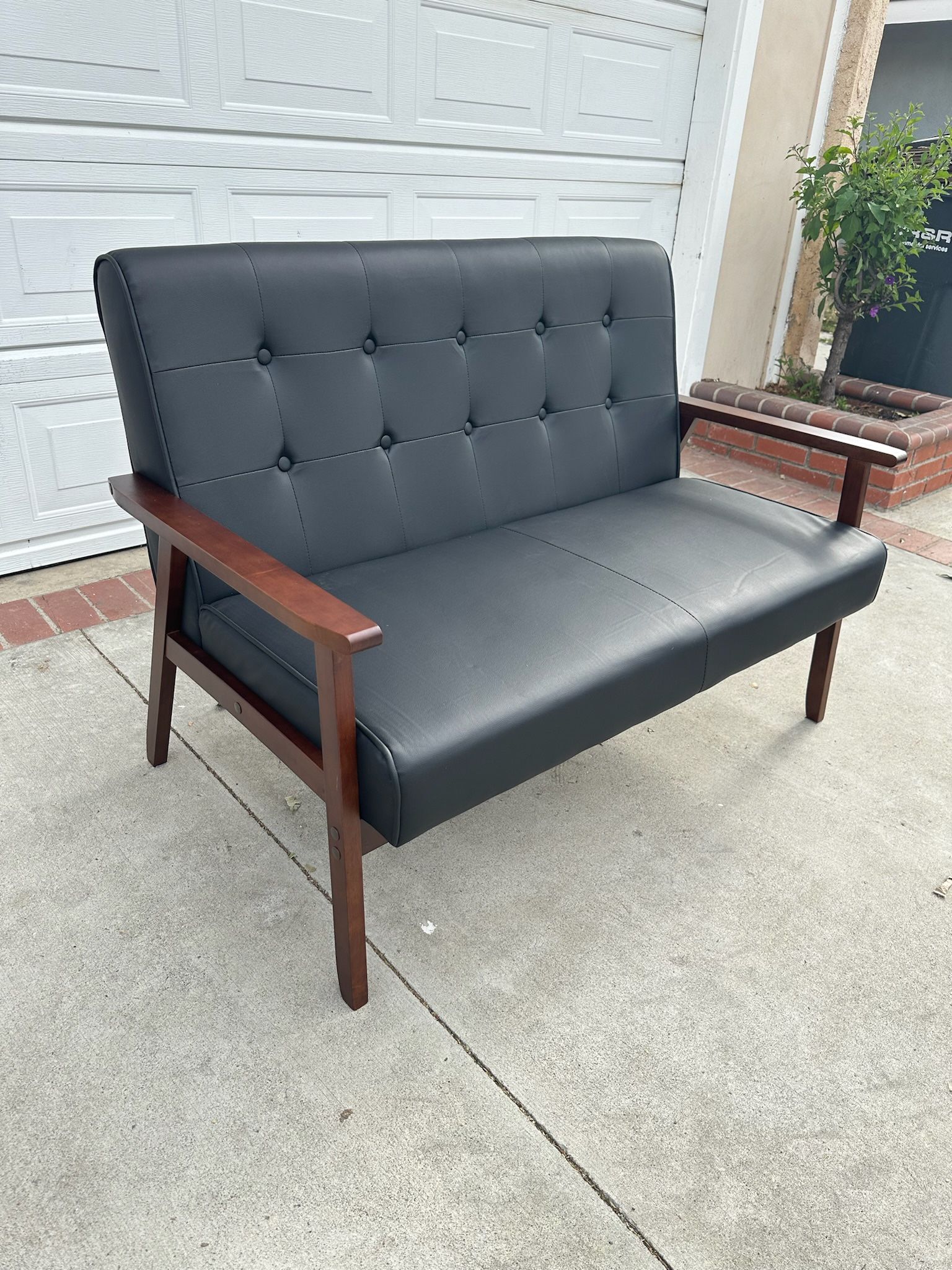 Wood Arm Accent Loveseat