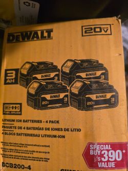 Dewalt 20v battery  3ah pack of 4