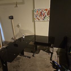 Glass L Shaped Table