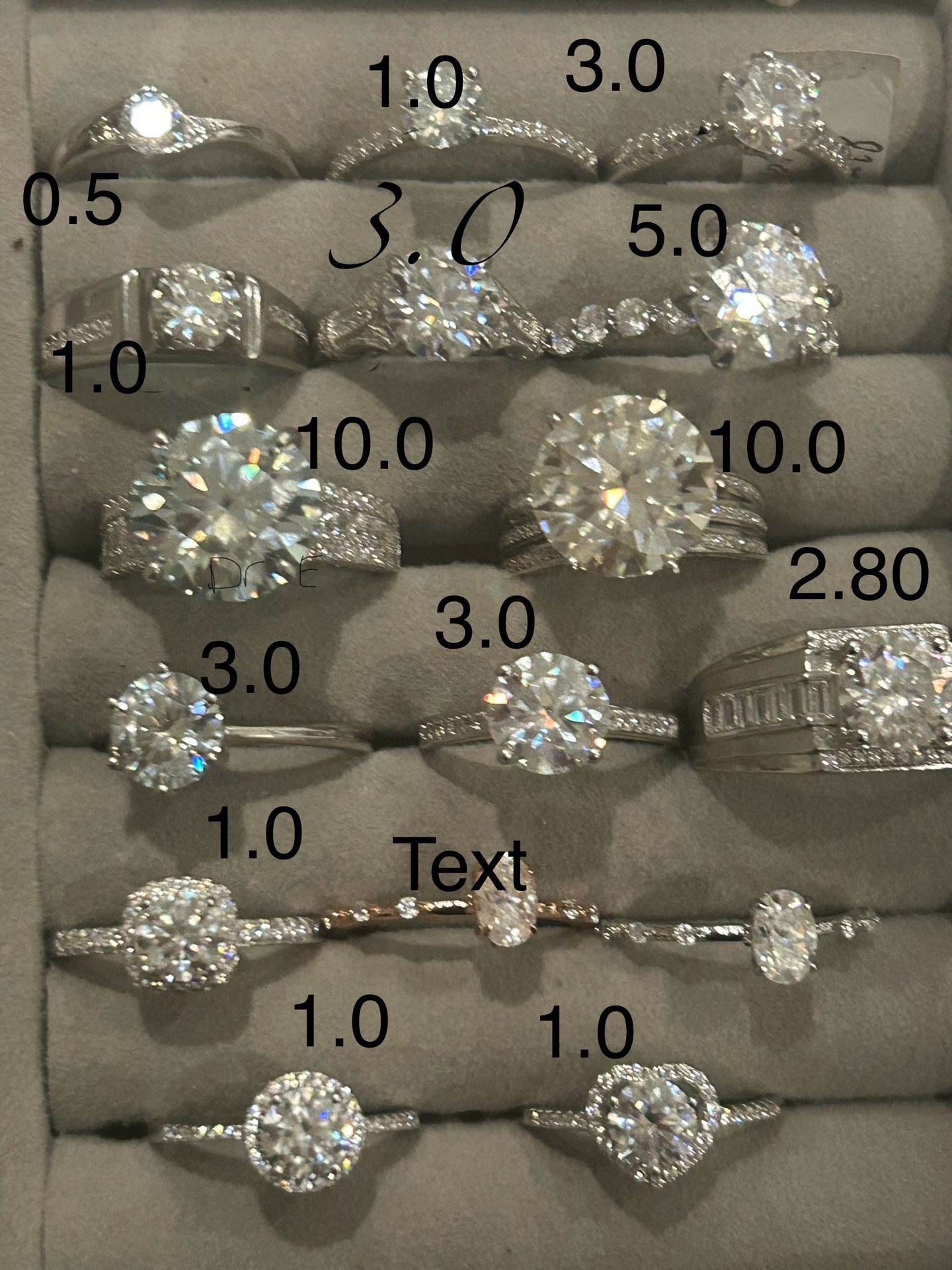 1.0 Through 10.0 CT Moissanite Rings, 18 Karat Gold Plated S925 Ring