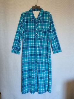 Ekouaer Womens Plaid Nightgown Long Sleeve Button Down Sleepwear Medium