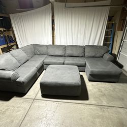 Grey Sectional Couch with Chaise and Ottoman - Free Delivery