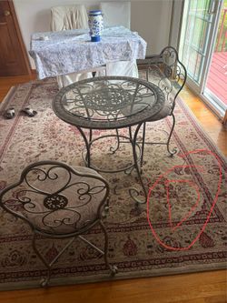 Glass and iron side table