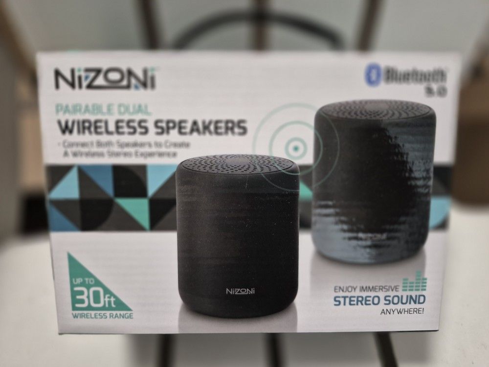 Nizoni Pairable Dual Wireless Speakers - Bluetooth 5.0 - Up To 30 Ft Wireless Rangd - Brand New In The Box!