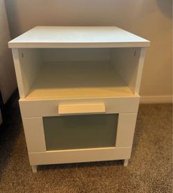 IKEA White Nightstand, Bed Side Table with Drawer