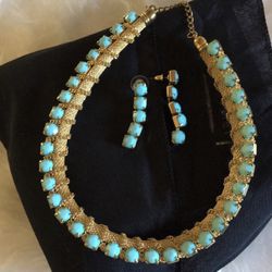 🩵Turquoise Beaded Jewellery Stylish Necklace and Earrings 