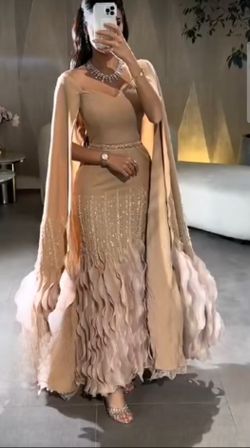 Beige Pearl Prom Dress