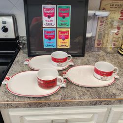 THREE Vintage 1994 CAMPBELL’s Tomato Soup Plate and Mug Sets - 

