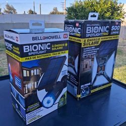 selling.. two Bionic Spotlight Trio, Solar Powered, Motion Sensor, new - $45