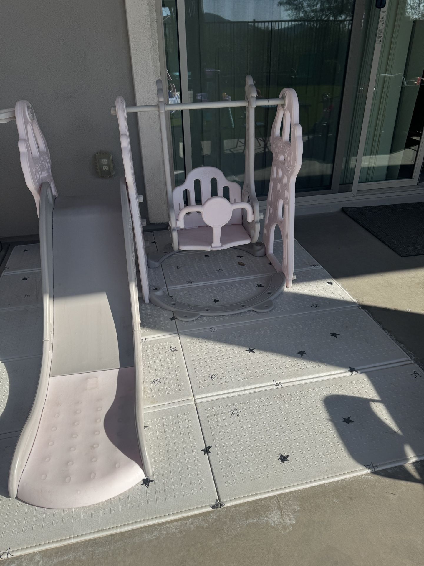 Plastic Swing and Slide Set in Pink Baby Toddler 