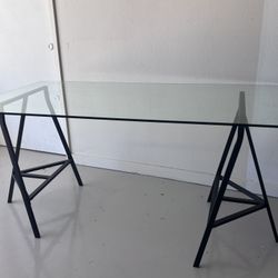 Glass & Black Metal Desk - $75