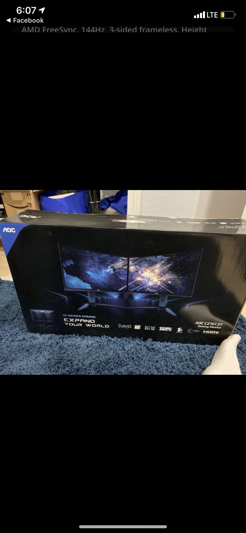 AOC 27 inch 144hz curved monitor