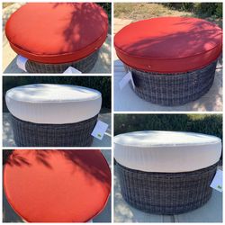 36” ROUND OTTOMAN/ COFFEE TABLE LARGE OUTDOOR FURNITURE DECOR BACKYARD PATIO