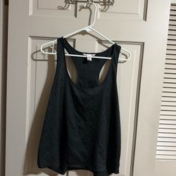 VICTORIA'S SECRET Black Pajama Top Satin Racerback Tank Size Large 