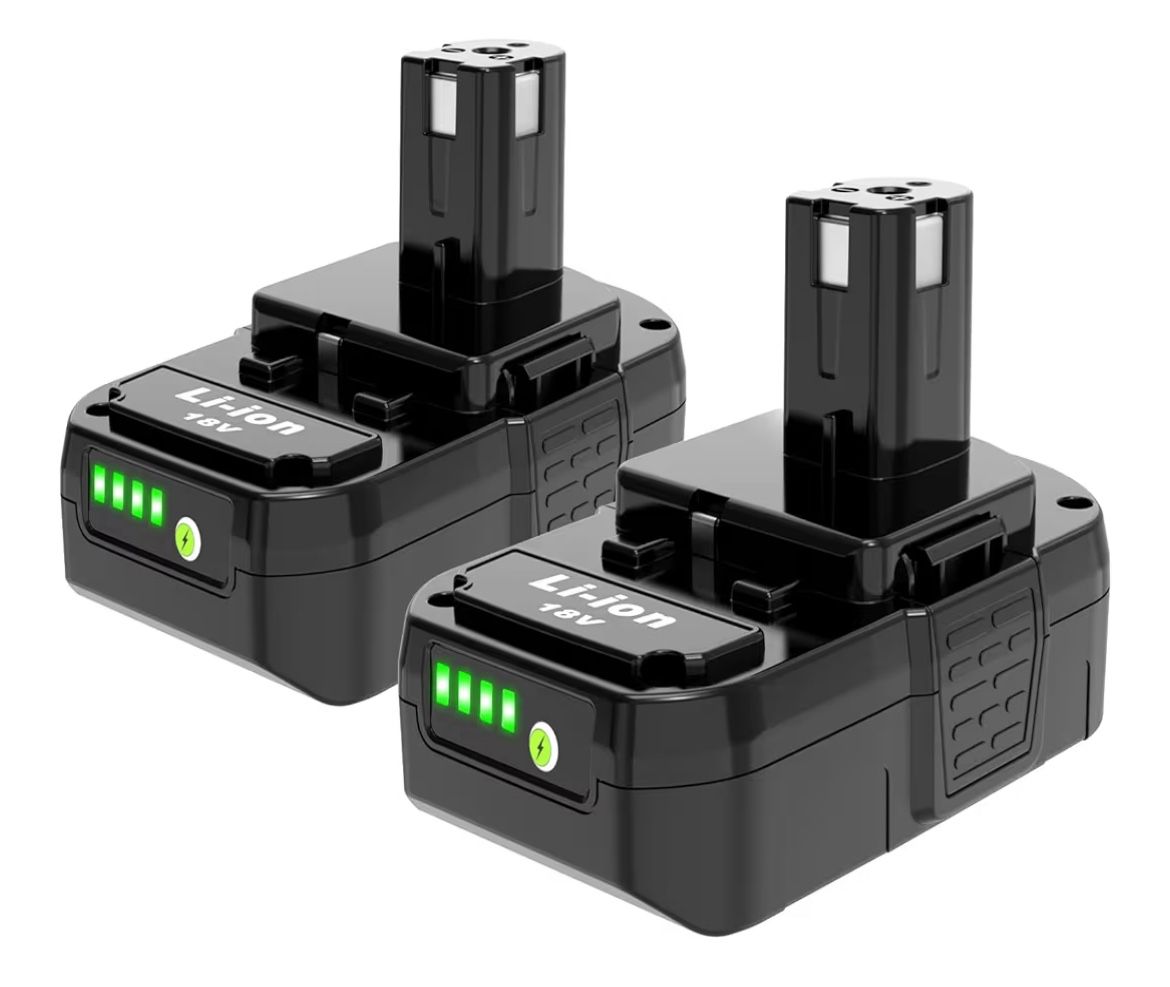 2 Packs 18V 3.0Ah Battery Replacement for Ryobi 18V Lithium Batteries