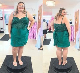 New With Tags Satin Embroidery Beaded Corset Back Short Formal Dress & Homecoming Dress $199