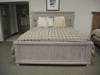 King Panel Bed - Distressed Whitewash | Headboard