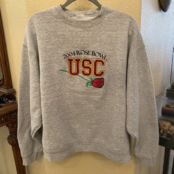 Vintage Women 2004 Rose Bowl USC Embroidery Gray Sweatshirt Size M/L