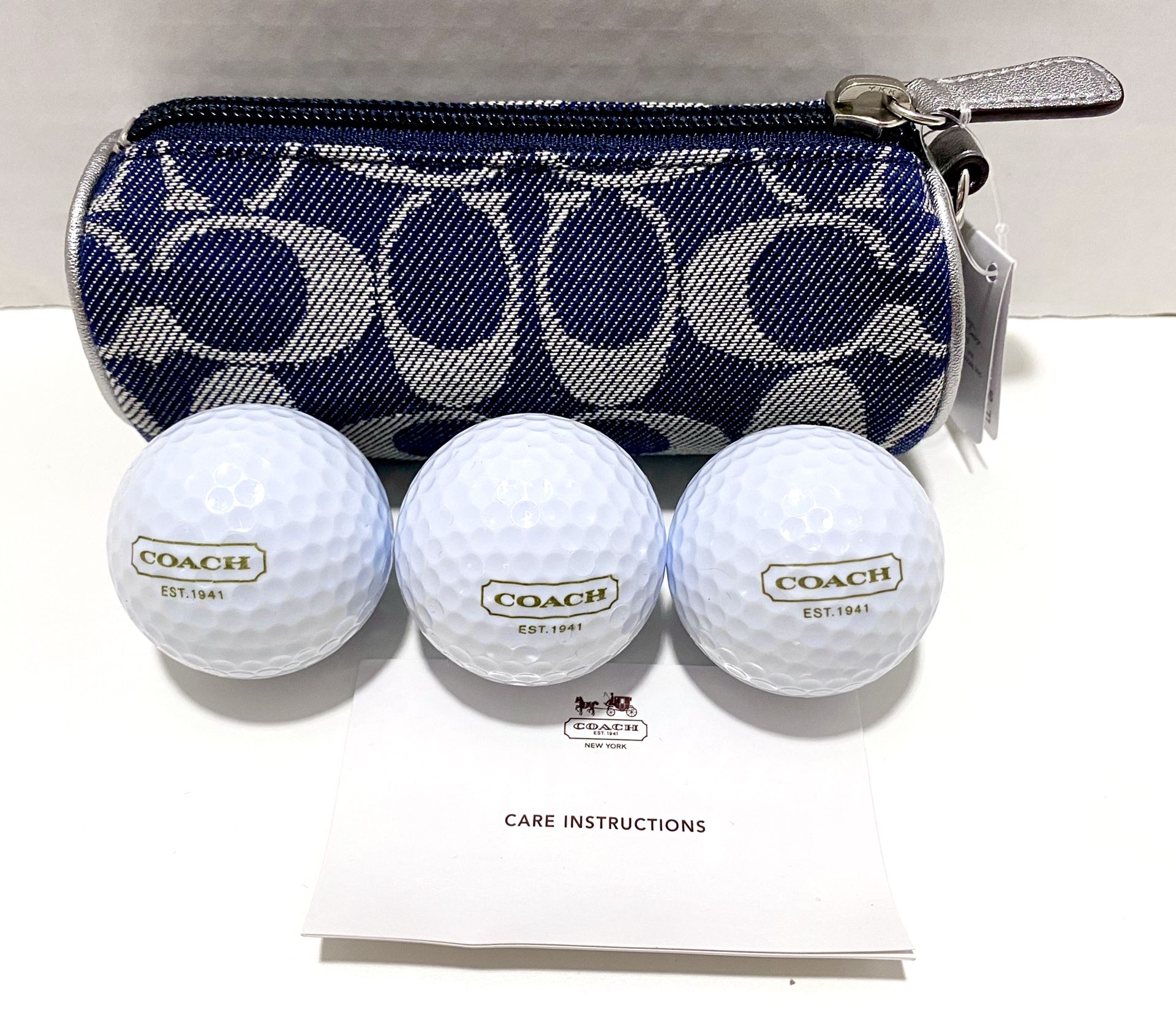 COACH Signature Golf Balls & Bag SIGNATURE DENIM NEW!