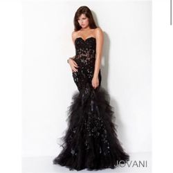 Jovani Black Mermaid Prom Dress Size 4 NWT