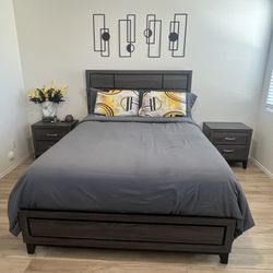 Living Spaces Finley Queen Size Grey Bed Frame 