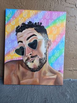 Hand painted Bad bunny portrait