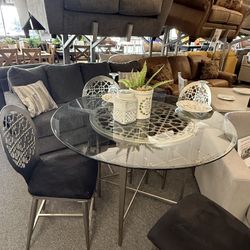 Round Glass Counter Height Table set 5 Pc