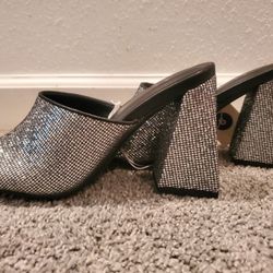 Brand New Women's Vira Mule Heels - A New Day  Silver 6
