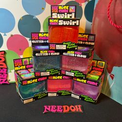 NeeDoh Nice Cube Bundle – 6 Total – Nice Cube, Glitter & Glow & Swirl