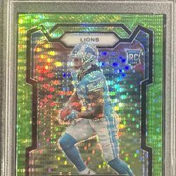 Unbelievable PSA 9 Neon Green Pulsar Card For NFL phenomenon Jahmyr Gibbs Of The Detroit Lions!!!