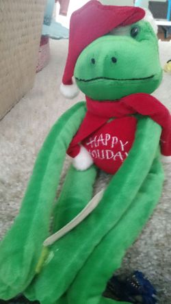 New Musical stuffed holiday frog stuffed animal with Velcro to hold off to you
