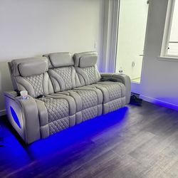 3 seat recliner real leather with massage