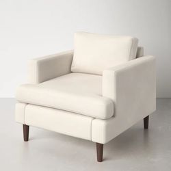 White / Cream Velvet Armchair 