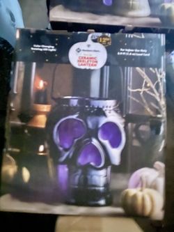 Members Mark Pre Lit Ceramic Skeleton Lantern