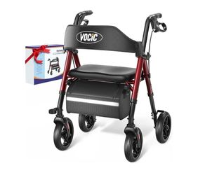 Vocic Rollator Walker for Seniors Supports up to 350 Pounds New, Open Box 8" Big Wheels for All Terrain Foldable, With Backrest All Pieces Accounted f