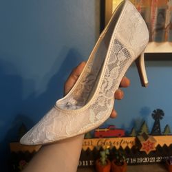 White Lace Heel (Bridal, Wedding, Rehearsal)