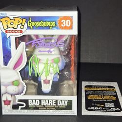 🔥 R.L. Stine and Tim Jacobus Autographed Funko JSA COA🔥