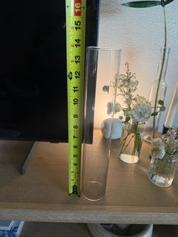 Tall Clear Glass Taper Candle Hurricane 2.5 x 14
