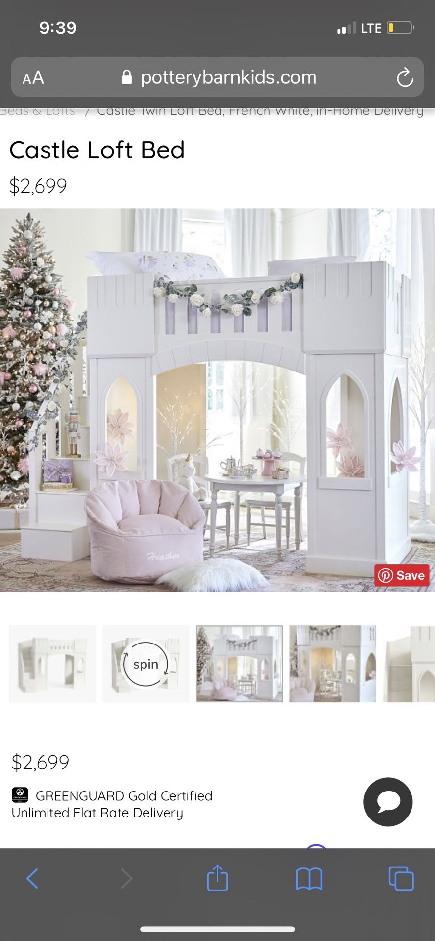 Pottery Barn Kids Castle Loft Bed