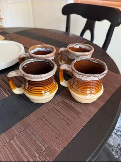 Hand Thrown Studio Pottery Stoneware Mugs Set Of 4