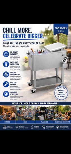 FOR SALE: 80-Quart Rolling Cooler Cart