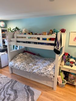 Bunk bed, storage underneath, 2 mattresses