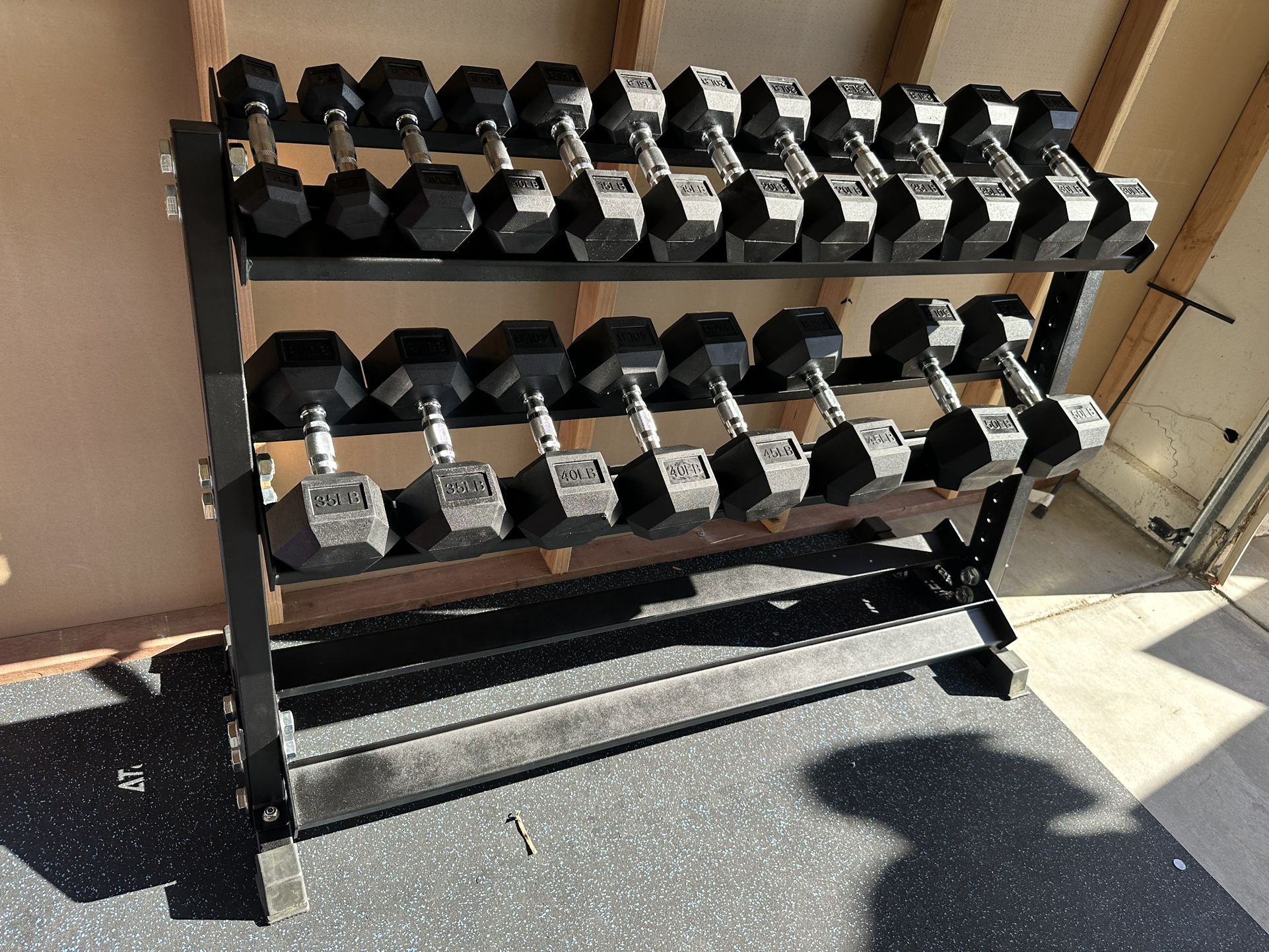 5-50lbs Dumbbells w/Rack