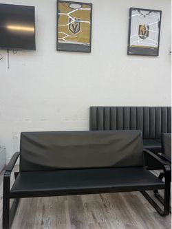 Modern black chairs .