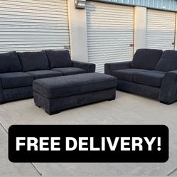 FREE DELIVERY || Living Spaces Sofa/Loveseat/Ottoman Full Set