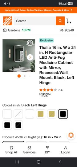 Hbezon Thalia 16x24 LED Medicine Cabinet  Mirror Anti-Fog