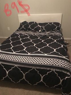 bed very clean white leather 89$ and mirror dresser very clean 85