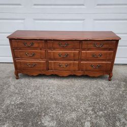72" Wood French Provisional Brown Vintage Antique Dresser Chest Modern Bedroom Furniture _ All Drawers Slide Smoothly