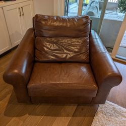 Pottery Barn Leather Swivel Chair